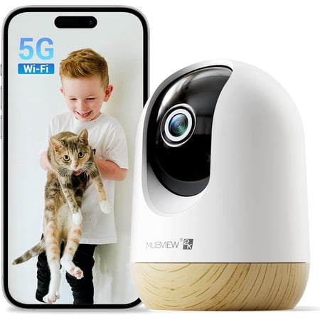 5G WiFi Indoor Security Camera No Subscription, Pet Camera with Phone App, Baby Monitor WiFi Smartphone, 2K Night Vision Pan-Tilt Dog Camera, Auto Tracking, 2-Way Audio, SD or Cloud Storage