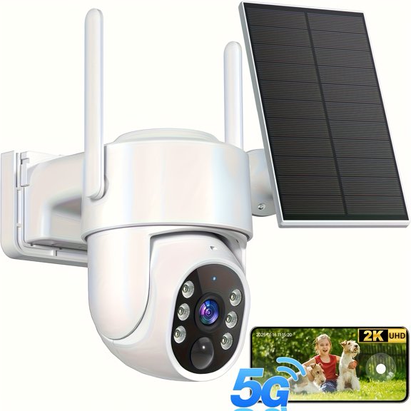 5G WiFi LTE Solar Outdoor Security Camera, 4MP, 360 View, IP66, PIR Motion, Two-Way Talk, 8000mAh Battery, App Control, for Home Yard Garage Pet