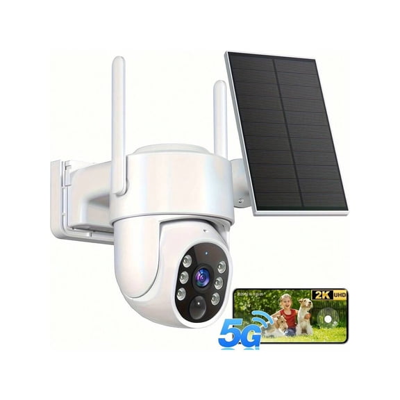 5G WiFi LTE Solar Security Camera, IP66 Waterproof, 360° View, 4MP Color Night Vision, PIR Motion, Two-Way Talk, App Control, 8000mAh Battery, Wireless Outdoor Camera for Home Yard Pet