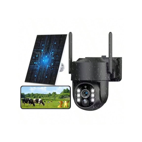 5G WiFi LTE Solar Security Camera, IP66 Waterproof, 360° View, 4MP Color Night Vision, PIR Motion, Two-Way Talk, App Control, 8000mAh Battery, Wireless Outdoor Camera for Home Yard Pet