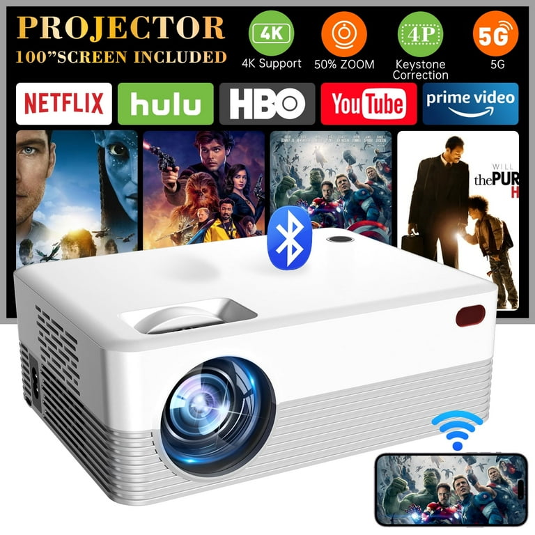 Amazon.com: 4K Smart Projector with 5G WiFi and Bluetooth