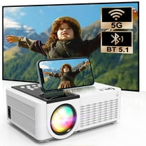 5G WiFi Projector with Bluetooth 5.1, High Resolution HD Movie Projector, 1080P 250'' Display Supported