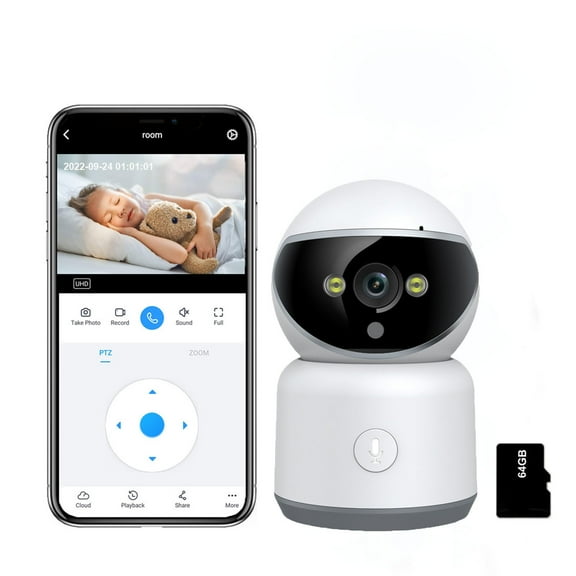 5G WiFi Security Camera - 360° Rotating with Full Color Night Vision, Voice Alerts & Two-Way Audio, 32GB Card Included for Home/Outdoor Monitoring