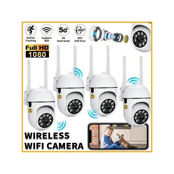 5G WiFi Security Cameras 4-Pack, US Plug, HD Motion Detection & Remote Viewing, Wireless Indoor/Outdoor Surveillance for Home and Business
