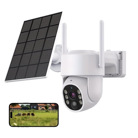 5G WiFi Solar Security Camera, 4MP Color Night Vision, 360° View, PIR Motion Sensor, Two-Way Talk, IP66 Waterproof, 8000mAh Battery, Wireless Outdoor Camera for Home Yard Garage Pet Monitoring