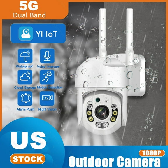 5GHz PTZ Security Camera Outdoor WiFi Wireless Surveillance IP Cam Color Night