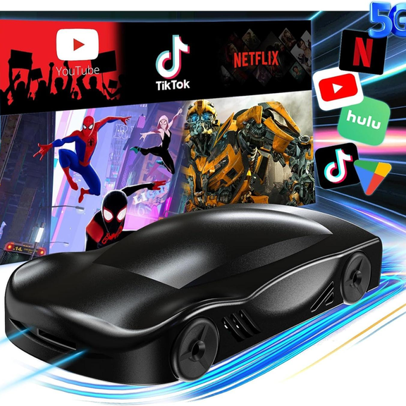 5GHz Wifi Apple CarPlay& Android Auto CarPlay,Wireless Ai Box Carplay Adapter Build-in Youtube/Netflix/TF Card,Plug and Play Carplay