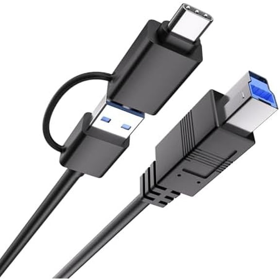 5Gbps USB 3.0 - 2.88ft, USB B to USB C+A , USB3 Cord with Type-B 3.0 Connector for Hard Drive Enclosure Data Transfer, Black