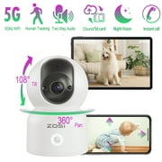 5Ghz WiFi Security Camera, ZOSI 3MP Baby/Pet Monitor, 2K 360°View WiFi Camera with PIR Motion Sensor,Pan/Tilt Indoor Camera for Home/Office, 2 Way Audio, Night Vision