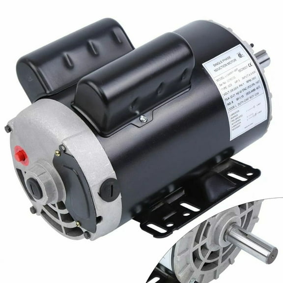 5HP Air Compressor Electric Motor Single Phase, 208-230V, 3450 RPM, 143T Frame, CCW Rotation, Thermal Overload Protection, High-Performance Replacement Motor