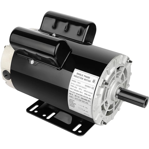 5HP Air Compressor Motor Single Phase Electric Motor 3450RPM 208V-230V 7/8"Shaft Diameter, CCW 56HZ Frame, 2Pole