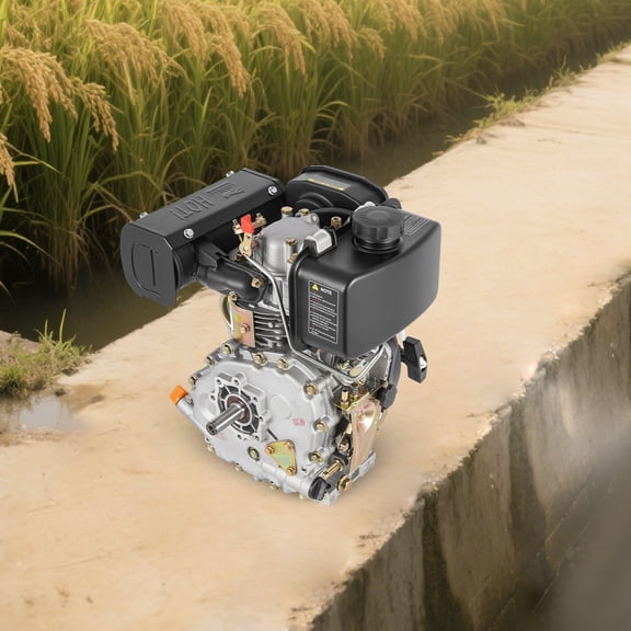 5HP Diesel Engine 247cc 4-Stroke Air-Cooled Single Cylinder 3600RPM Recoil Start Motor with Forced Air Cooling & Silencer, Heavy Duty Cast Iron Shell for Water Pump, Tiller, Generator, Lawn Mower