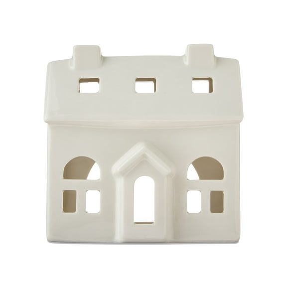 Ceramic Decorative House Christmas Tabletop Decoration, White, 5", by My Texas House