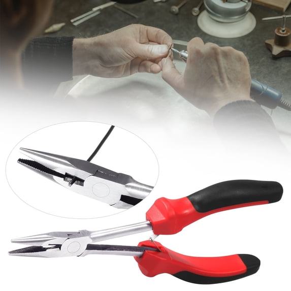 5Ijo 6-Inch Pointed-Nose Pliers|Long Reach Long Nose Pliers 6 Inches Mini Wire Cutter With High Leverage TPR Handles Jewelry Making Pliers For Hard To Reach Narrow Reduce Efforts