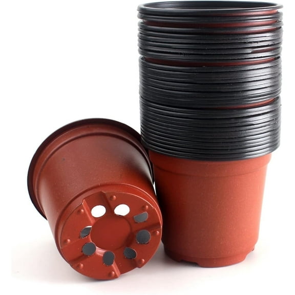 5Inch Small Nursery Pots,Plastic Planting Pots,QZS Nursery Pots with Drainage Holes,Flower Seedling Starter Containers,Succulent Holders,Plant Potting Containers,for Indoor Outdoor Planting 50Pcs