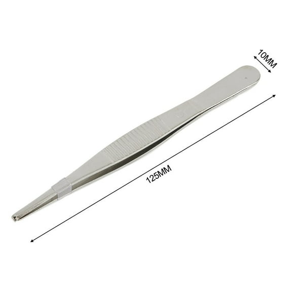 5Inch Stainless Steel Toothed Tweezers Home Tissue Tweezers Precise Grip Hook Head Heat Resistant Repairing Twwezer Hand Tools Smile Home