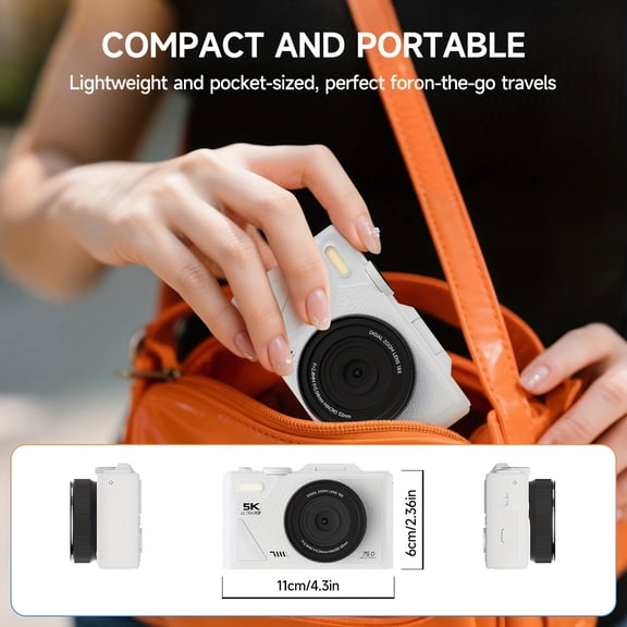 unbranded5K 64MP UHD Digital Camera for Photography & Video, 3" Screen, 18x Zoom, 32GB Card, Portable Vlogging Camera
