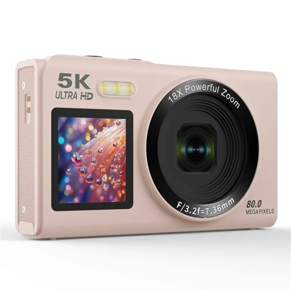 5K Digital Camera, 80MP Dual-Screen Selfie Camera with WiFi & LED Fill Light
