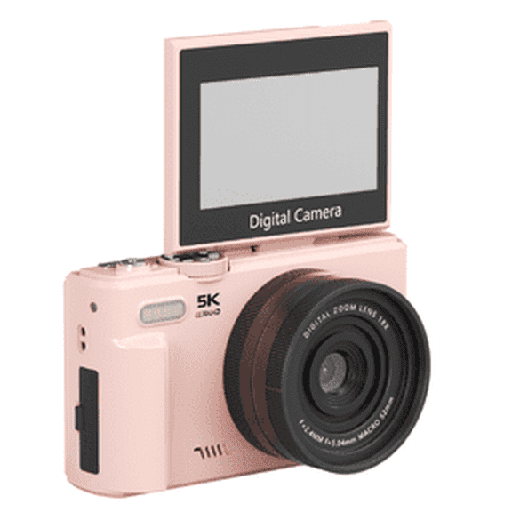 5K Digital Camera for Photography, 75MP Vlogging Camera for YouTube with WiFi, 18X Zoom 3" IPS Screen Compact Camera with 32GB Card, 2 Batteries, Selfie Stick Tripod for Vlogger Beginners（Pink）