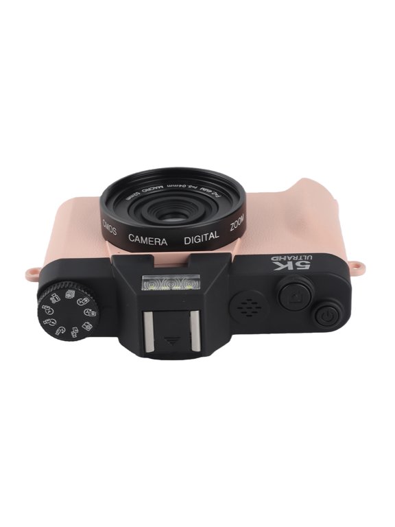 5K Digital Camera for Photography Video Autofocus Anti Shake 75MP Video Camera 3 in / 7.62 cm 180 Degree Flip Screen 16X Digital Zoom Travel Camera Pink