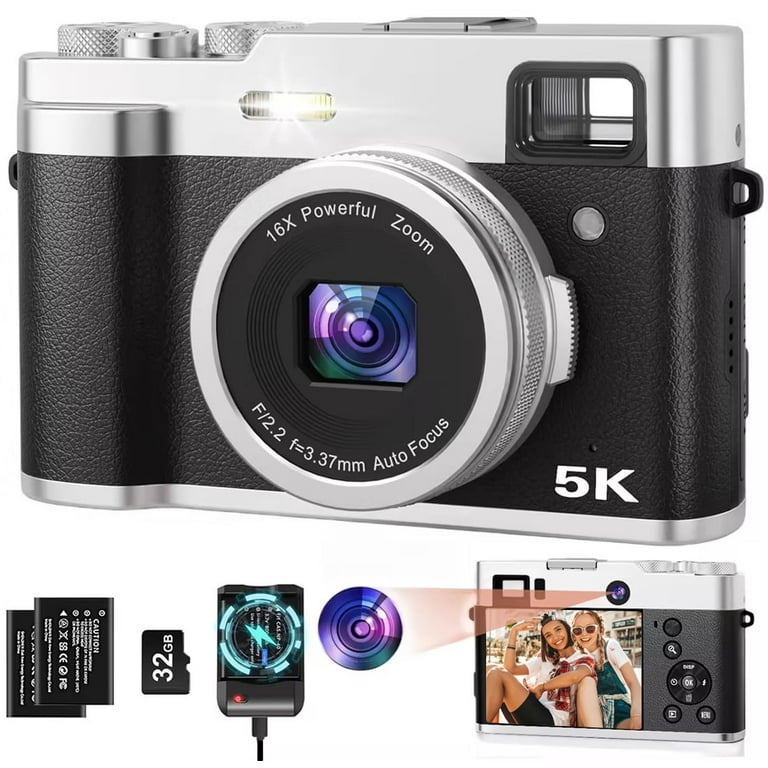 brewene 5K Digital Camera, 48MP Autofocus Compact Vlogging