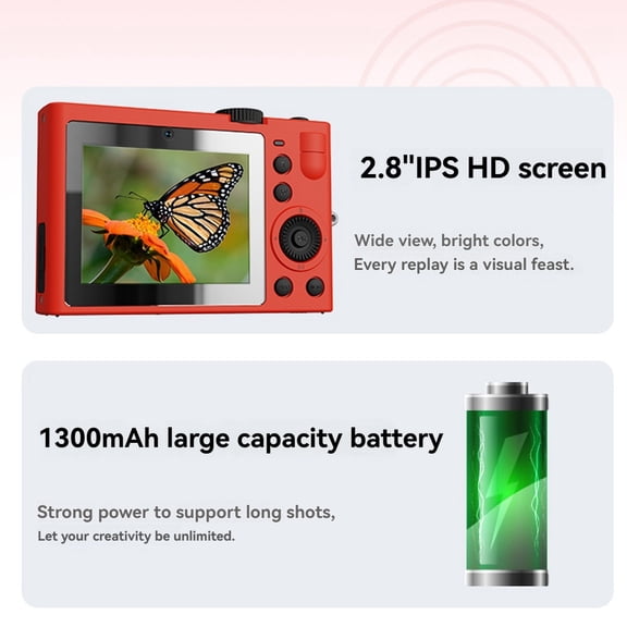 5K Digital Camera for Photography Compact Digital Camera Front and Rear Dual Lens Camera Autofocus Selfie Camera Black