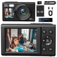 thumbnail image 1 of Dual Screen 5K Digital Camera, 18x Zoom, WiFi Vlogging Camera with 32GB Card, Battery & Reader, Portable for Beginners, Photography, 1 of 11