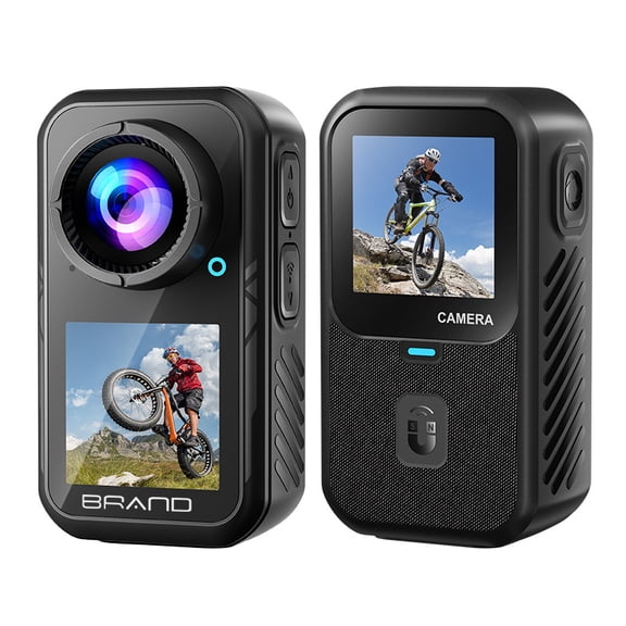 5K HD Motorcycle Riding Action Camera, 1.3" Dual-Color Screen 30M Waterproof Magnetic Neck-Mount Pocket Cam with 32G Built-in Memory
