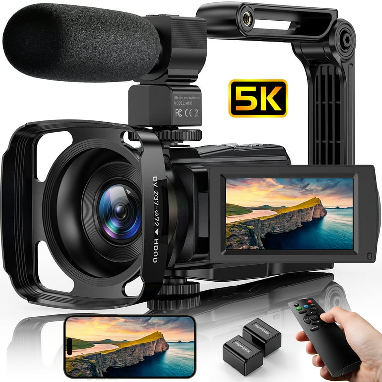 5K HD Video Camera for Youtube Camcorder 48MP 60FPS with WiFi Vlogging Camera 16X Digital Camera IR Night Vision Recorder 2024 Newest 5K Camcorder
