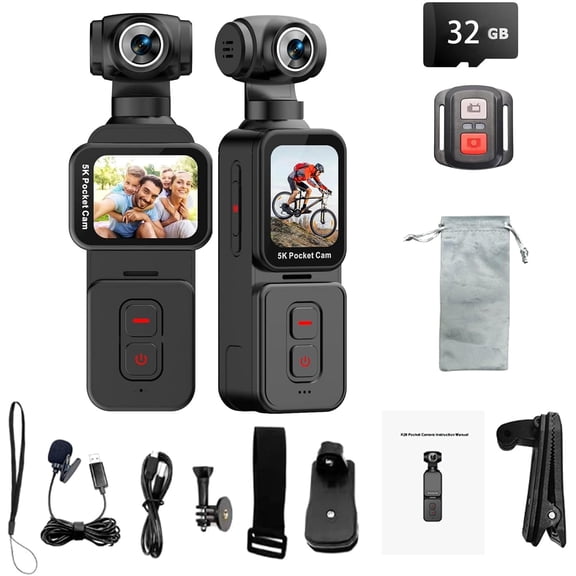 5K Handheld Vlogging Camera,Portable Pocket vlogging Camera with Image stabilization,270° auto-Rotating Wide-Angle,Rotating Touchscreen WiFi face Recognition,for Travel,YouTube,and vlogging (32gb)