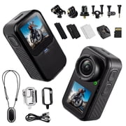 4K Mini Action Camera with Dual Touchscreen, EIS Stabilization, Waterproof Case-40m, Built-in WiFi & Microphone, Supports 256GB Memory Card, Ideal for Outdoor Sports, Cycling, Diving, Surfing, Skiin