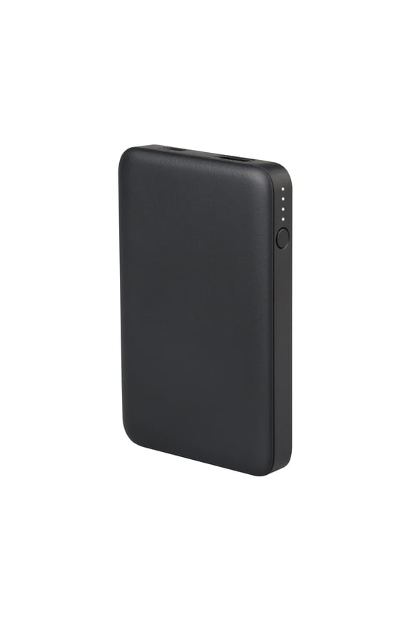 5000mAh Portable Power Bank with USB-C and USB-A ports, Compact Size, LED Indicator Lights, Black - Compatible with iPhone, iPad, AirPods, Samsung Galaxy, Note, Pixel & More