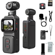 5K Pocket Vlogging Camera Body Camera with Microphone, 5K/20FPS and 4K/60FPS, 1.69 Touchscreen, 270  Rotating Lens, Face Tracking, Wi-Fi, 6-Axis Stabilization, for YouTube, Travel, Work