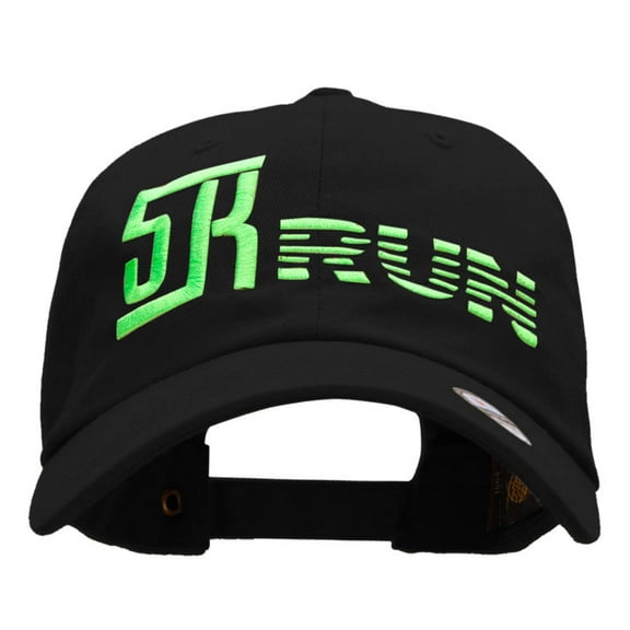 5K Run Embroidered Unstructured Cotton Twill Washed Cap - Black OSFM