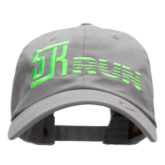 5K Run Embroidered Unstructured Cotton Twill Washed Cap - Grey OSFM