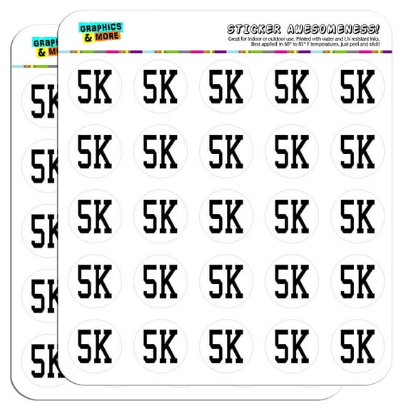 5K Running Marathon Jogging 1" Scrapbooking Crafting Stickers