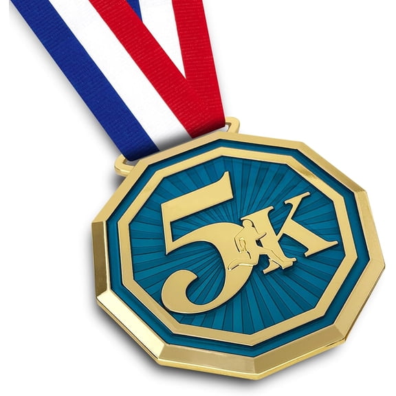 5K Running Medals, 3'' Heavy Duty Track Medals, Double-Sided 3D Engraved Trophy Medal Award for Adult Sports Competitions & Race Walk Tournaments