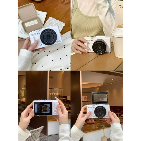 5K UHD 75MP WiFi Vlogging Camera, 18X Zoom 3" 180° Flip Screen, 32GB Card 2 Batteries for Live Stream