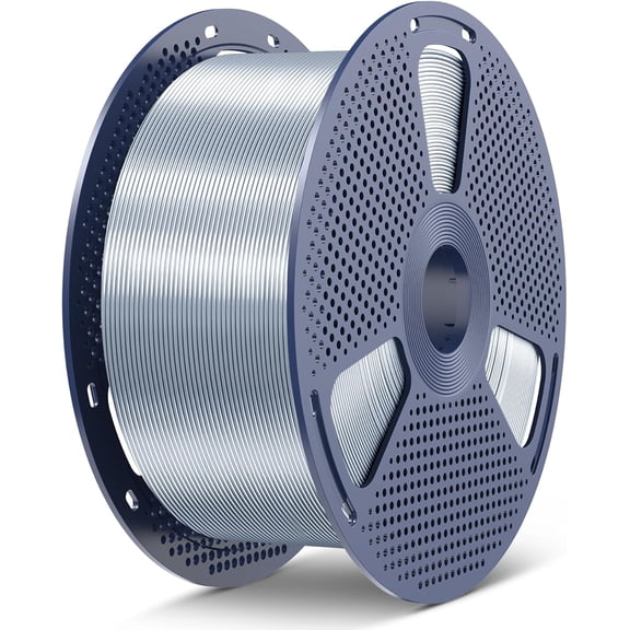 5KG PLA+ Silk 3D Printer Filament, 5KG(6.6lbs) Large Spool Silk Filament 1.75mm, Dimensional Accuracy +/-0.02mm, 1 Spool, Silver