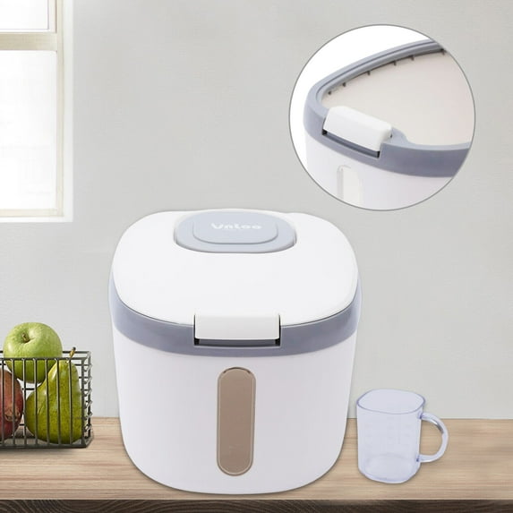 5KG Rice Storage Container Cereal Dispenser Bucket W/ Measuring Cup for Kitchen