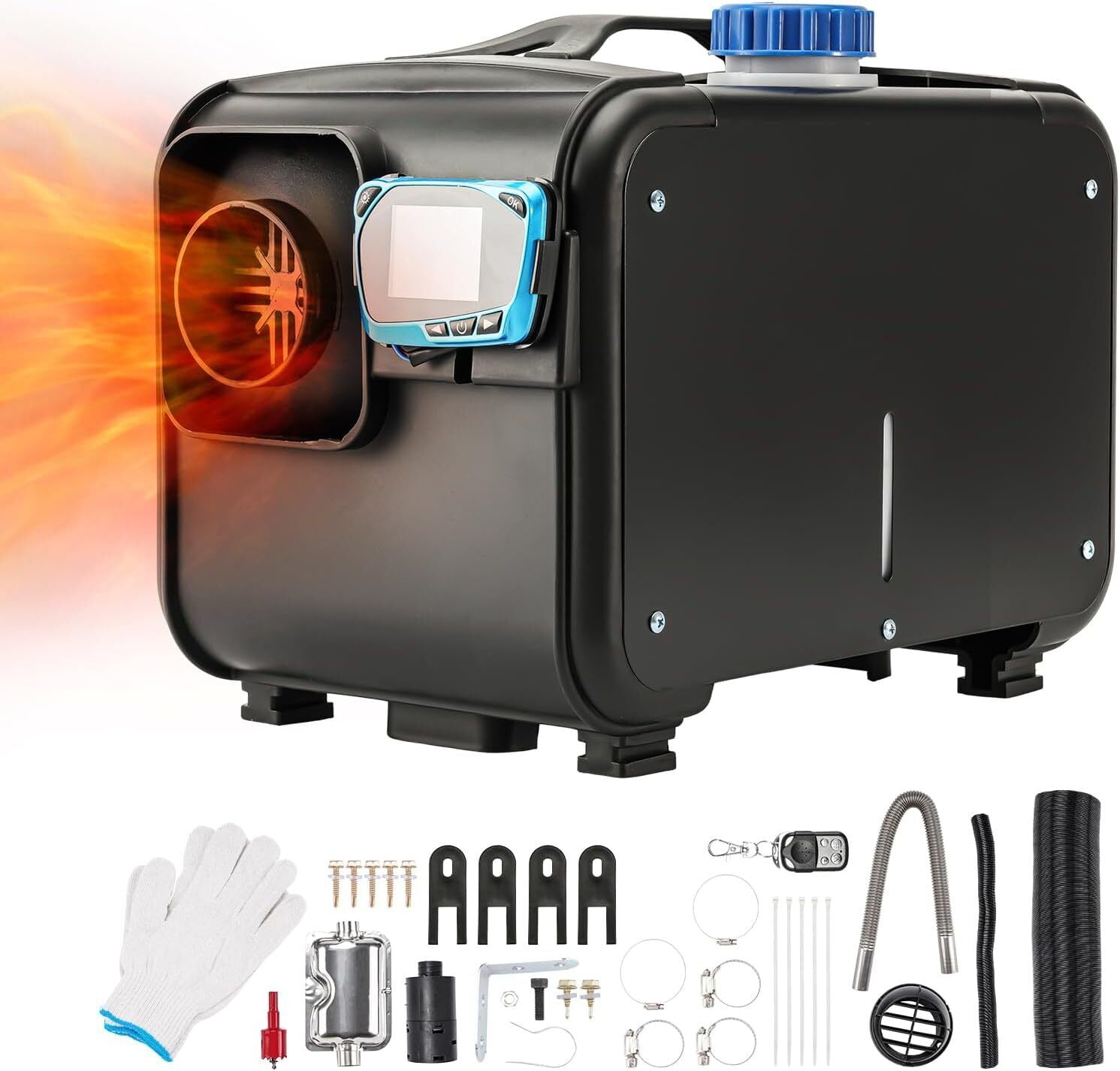 VEVOR 5KW Diesel Air Heater 10L Tank Diesel Heater 12V Diesel Parking Heater Muffler With LCD Thermostat And Remote Control For RV Bus Trailer Motor-home And Boats