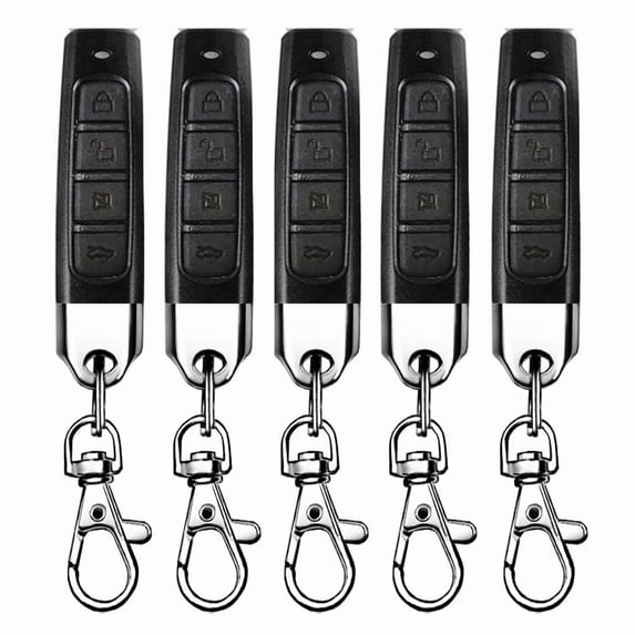 Universal 433MHz Cloning Remote Control 4 Buttons | 5 Pack | Garage Door Opener, Electric Gate, Car Alarm Replacement Key Fob