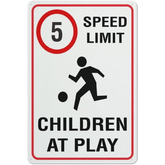 5Km Speed Limit Children At Play Sign For House 12" X 8" Yard Sign, Premium Aluminum, Sun-Proof, Rust-Free