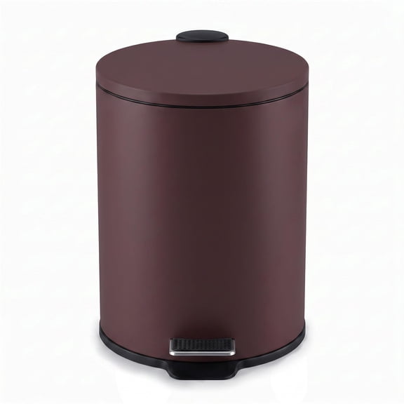 5L/1.3 Gal Round Kitchen Trash Can with Soft-Close Lid – Compact Small Wastebasket for Bathroom & Home – Orange/Pink/Black/Blue/Silver/White/Brown/Green