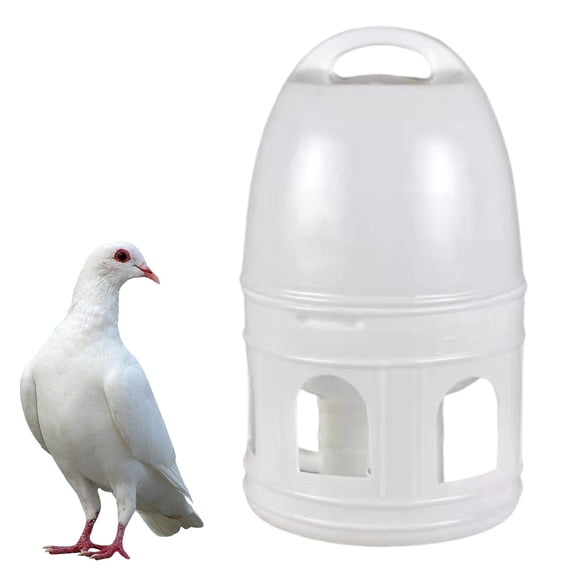 5L/170 fl oz Durable Bird Waterer for Racing Homing Pigeons, Automatic Water Dispenser, Poultry Water Container for Farm Backyard Chicken Goose (White)