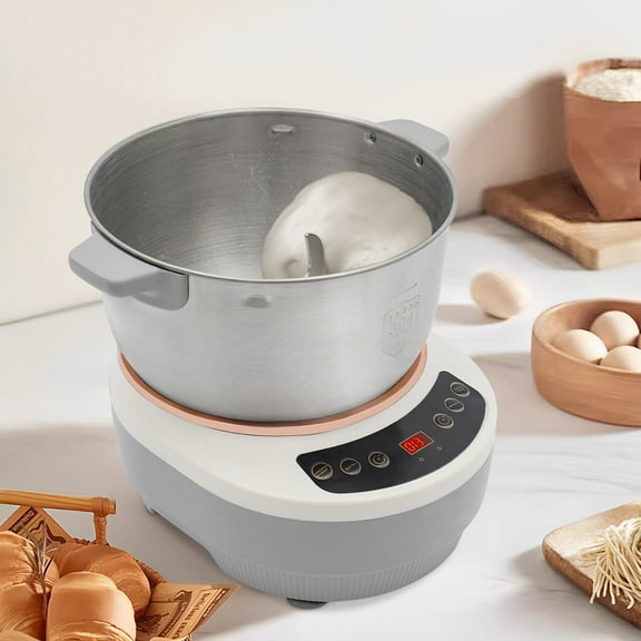 5L/5.2Qt Electric Dough Maker with Ferment Function Dough Mixer Machine Flour Kneading Machine Bread Dough Mixer with Microcomputer Timing & Top Small Window (Silver)