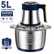 5L Electric Meat Grinders Food Chopper Stainless Steel Meat Grinder & Vegetable Processor, Multi-Function Food Cutter, Easy Clean, for Meat, Vegetables, Nuts & Garlic