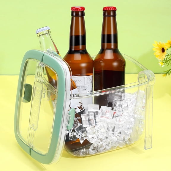 5L Ice Cube Storage Bin with Sealed Lid Ice Cube Bucket Portable Ices Bucket Container for Freezer Clear for Bar Hotel Refrigerator Containers Whiskey Wine Beers Party Outdoor 8.5*6.6*7.4in