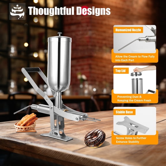 5L Manual Churros Filler Machine Spanish Donuts Filling Machine Maker Tool for Bakeries, Restaurants