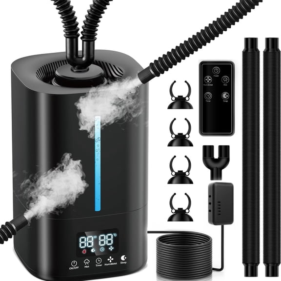 5L Reptile Fogging Humidifier, Precise Humidity Control, Terrarium Humidifier with Dual Hoses - Black